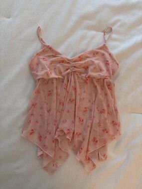 See You Monday Pink Floral Spaghetti Strap Tank Top